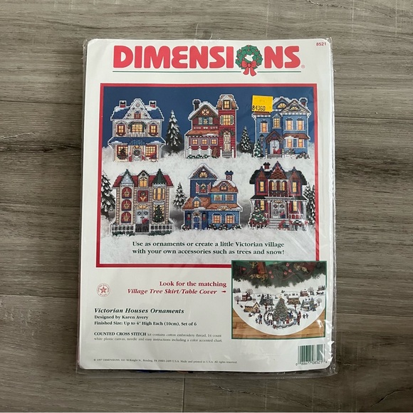 NWT Dimensions Victorian House Counted Cross Stitch Ornaments (Set of 6) - Picture 2 of 10
